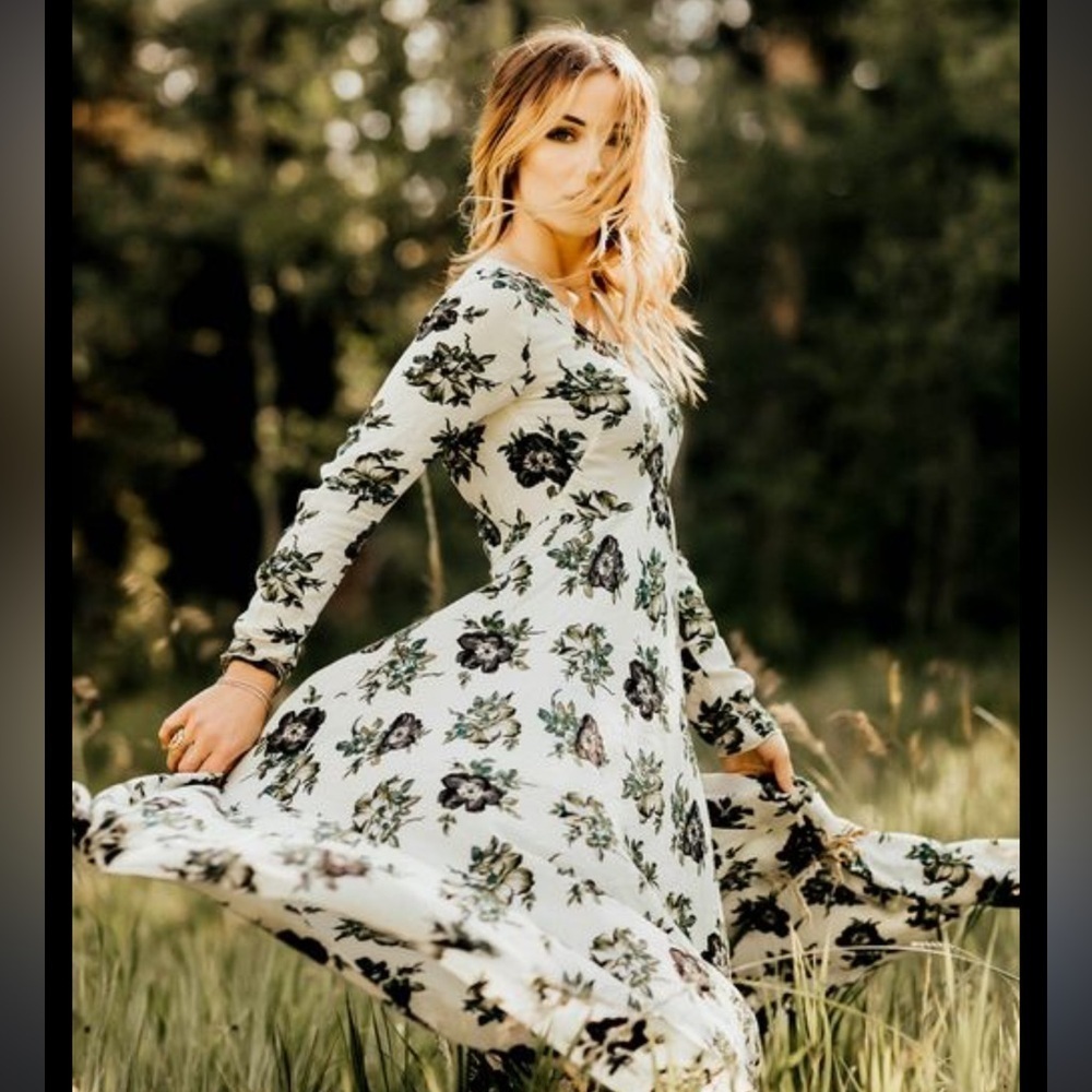Free People First Kiss Floral Print Maxi Boho Dress Size XS